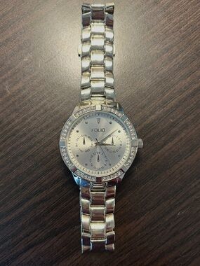 Folio Silver Crystal Accent Stainless Watch